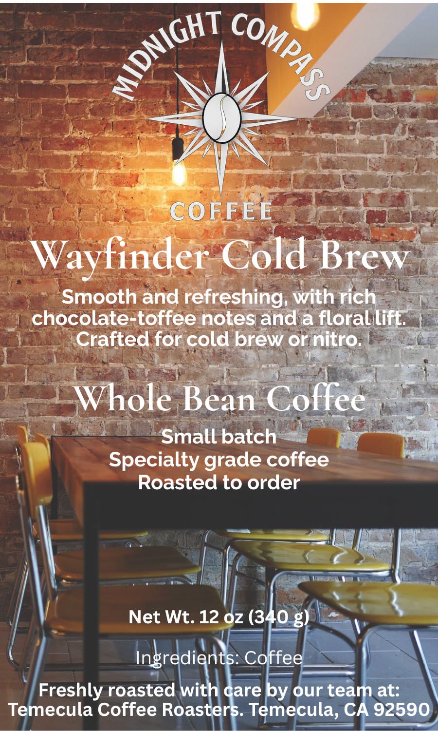 Wayfinder Cold Brew - Smooth and refreshing, with rich chocolate-toffee notes and a floral lift. Crafted for cold brew or nitro.