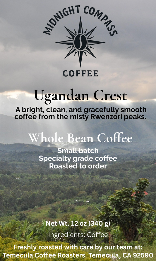 Ugandan Crest - A bright, clean, and gracefully smooth medium roast coffee from the misty Rwenzori peaks.